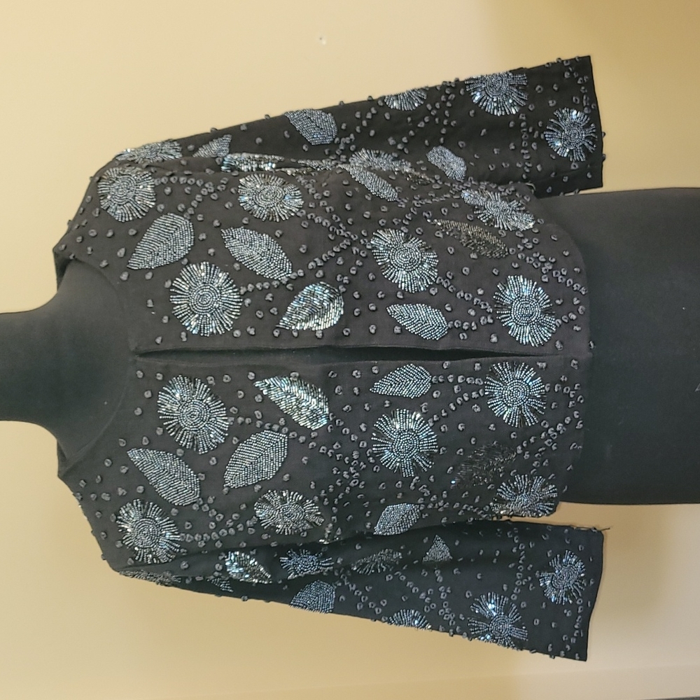 New! La Bellum Black Embroidered Beaded Jacket